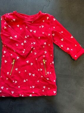 Old Navy Red Long Sleeve Tunic with White Heart Print